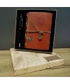 Kahverengi Pusula Tasarım Deri Defter Ve Siyah Kalem Seti