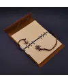 Kahverengi Pusula Tasarım Deri Defter Ve Siyah Kalem Seti