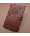 Kahverengi Pusula Temalı Deri Defter