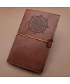 Kahverengi Pusula Temalı Deri Defter