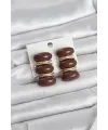 Kahverengi Vintage Model Gold Renk Kadın Küpe