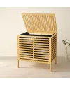 Kalın Bambu Çamaşır Sepeti 50x38x55 cm (Kumaş Torbalı)