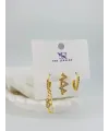 Kalp Detaylı Üçlü Kombin Küpe - Kp00543