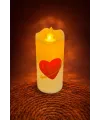 Kalp I Love You Yazılı Işıklı Mum 12 cm