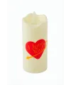 Kalp I Love You Yazılı Işıklı Mum 12 cm