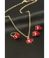 Kalp Mineli Set Kolye