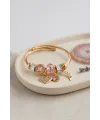 Kalp Model Gold Renk Pembe Charmlı Bileklik