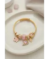Kalp ve Fil Model Pembe Charmlı Bileklik