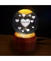 Kalpli I Love You Tasarımlı Dönen Cam Küre