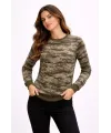 Kamuflaj Desenli 2 İplik 4 Mevsim Uzun Kollu Bisiklet Yaka Sweatshirt - Kamuflaj