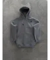 Kapşonlu Üç İplik Penye Basic SweatShirt - Boyalı Gri