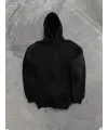 Kapşonlu Üç İplik Penye Basic SweatShirt - Siyah
