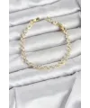 Kare Zirkon Taşlı Gold Renk Pirinç Su Yolu Kadın Bileklik