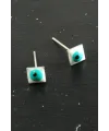 Karışık Kare Nazar Mineli Minik Küpe 1 Çift