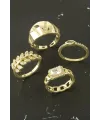 Karışık Lüks Zirkon Taşlı Çelik Yüzük 1 Adet