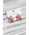 Karışık Renk Kristal Taşlı Çiçek Model Kadın Küpe