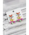 Karışık Renkli Kristal Çiçek Küpe