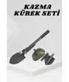 Katlanabilir Kamp Küreği Küçük Kazma Kürek Seti Pusulalı