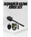Katlanır Portatif Kazma Kürek Seti Portatif Çelik Taşıma Çantalı Pusulalı