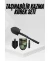Katlanır Portatif Kazma Kürek Seti Portatif Çelik Taşıma Çantalı Pusulalı