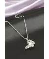 Kelebek İnci Zirkon Taşlı Çelik Kolye