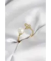 Kelebek İncili Model Gold Renk Zirkon Taşlı Kadın Yüzük