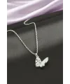 Kelebek Sedef Zirkon Taşlı Çelik Kolye