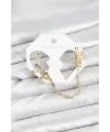 Kelebekli Model Pirinç Gold Renk Zincir Bağlantılı Ear Cuff Küpe Seti