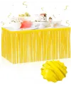Kendinden Yapışkanlı Makaron Sarı Püsküllü Masa Eteği – 75 X 275 Cm Parti Süslemesi
