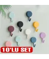Kendinden Yapışkanlı Renkli Duvar Askısı (10lu Set)
