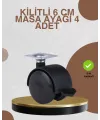 Kilitli Mobilya Ayağı 6 Cm 4’lü Set Zemin Korumalı