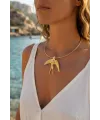 Kırlangıç Model Gold Renk Choker Kadın Kolye
