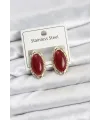 Kırmızı Badem Model Vintage Kadın Küpe