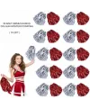Kırmızı Gümüş Metalik Dolgun Gösteri Ponponu 20 Adet (10 Çift)