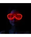 Kırmızı Led Işıklı Parti Gözlüğü - Neon Glow Şerit Gözlük 3 Modlu