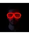 Kırmızı Led Işıklı Parti Gözlüğü - Neon Glow Şerit Gözlük 3 Modlu