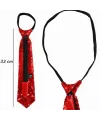 Kırmızı Pul Payetli Işıltılı Parti Kravatı 33 Cm
