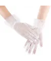 Kısa Boy Güpürlü Beyaz Puantiyeli Tül Eldiven Beyaz Renk