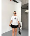 Kısa Kol Baskılı T-shirt - Beyaz