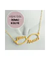 Kişiye Özel Sonsuzluk Çift İsim Yazılı Kolye