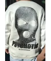 Kışlık Bisiklet Yaka Baskılı SweatShirt - Beyaz