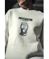 Kışlık Bisiklet Yaka Baskılı SweatShirt - Beyaz