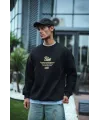Kışlık Bisiklet Yaka Ön Ve Arka Baskılı SweatShirt - Siyah