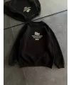 Kışlık Bisiklet Yaka Ön Ve Arka Baskılı SweatShirt - Siyah