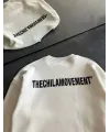 Kışlık Bisiklet Yaka Oversize Baskılı SweatShirt - Beyaz