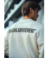 Kışlık Bisiklet Yaka Oversize Baskılı SweatShirt - Beyaz