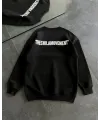 Kışlık Bisiklet Yaka Oversize Baskılı SweatShirt - Siyah