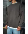 Kışlık Bisiklet Yaka Üç İplik Basic SweatShirt - Antrasit