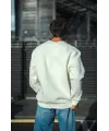 Kışlık Bisiklet Yaka Üç İplik Basic SweatShirt - Beyaz