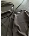 Kışlık Bisiklet Yaka Üç İplik Basic SweatShirt - Füme